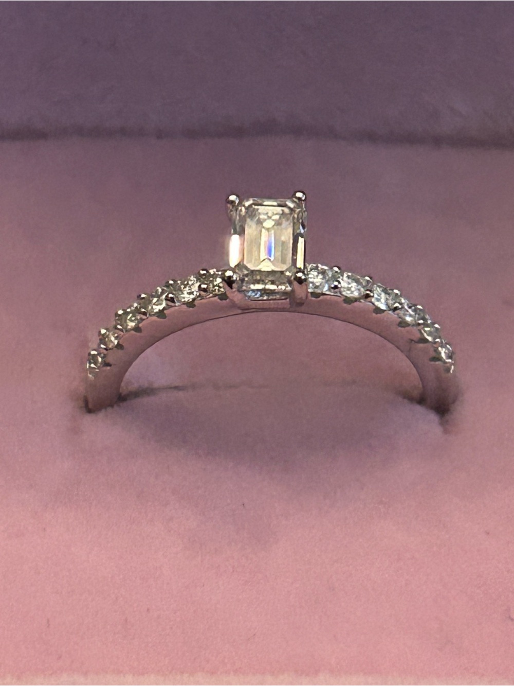 1.00CTW Emerald-Cut Genuine Moissanite ๐ Gem Ring w/Accents 925 Sterling Silver - Picture 3 of 12